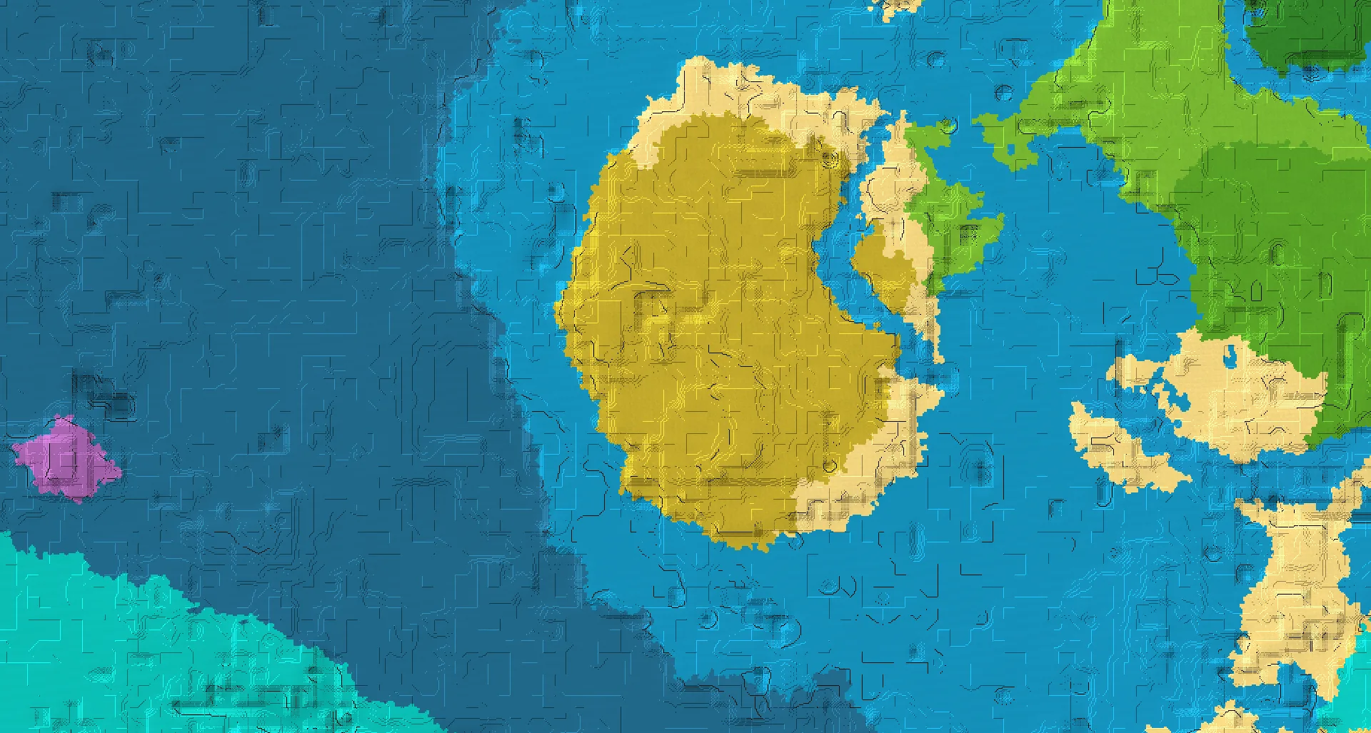 Seed map — Ocean-focused Savanna Start with a Village with Ocean Monument