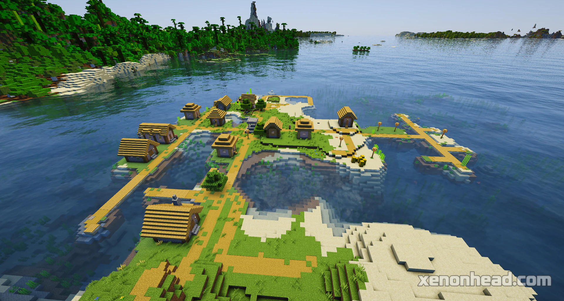 Scenic floating aqua village