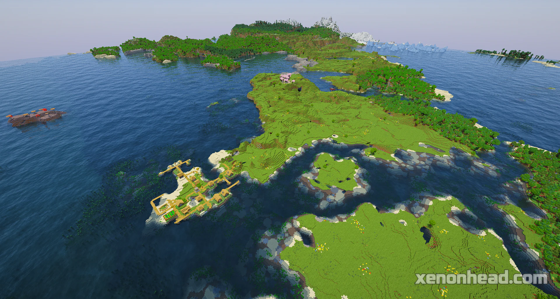 Scenic floating aqua village