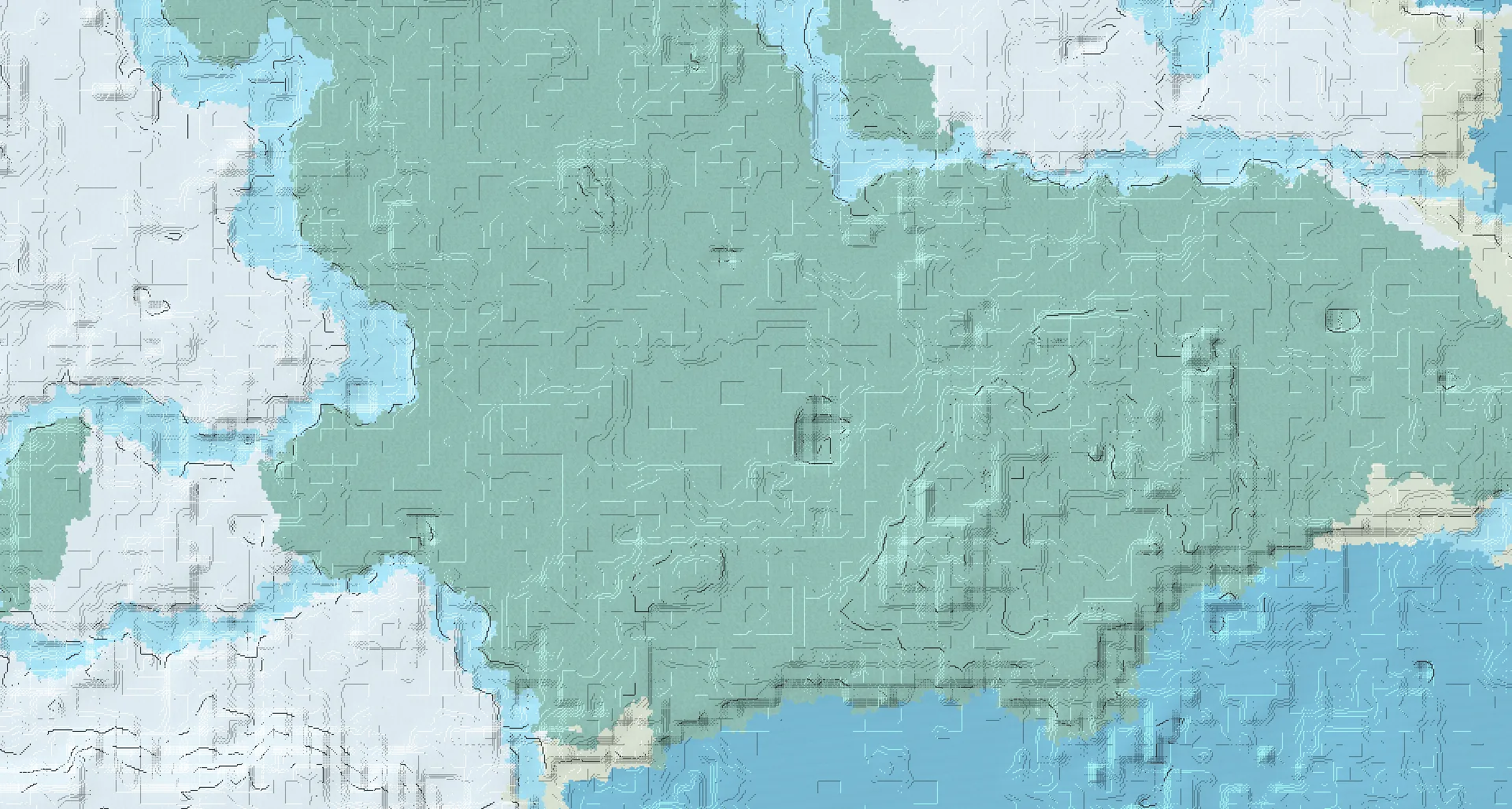 Seed map — Village and Lush Caves from Snowy Plains