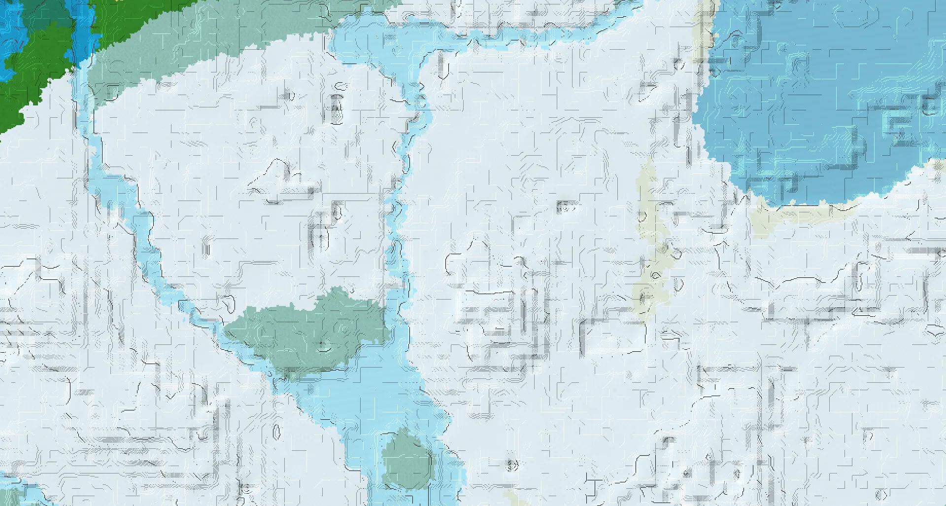 Seed map — Village and Ruined Portal from Snowy Plains with Trail Ruins