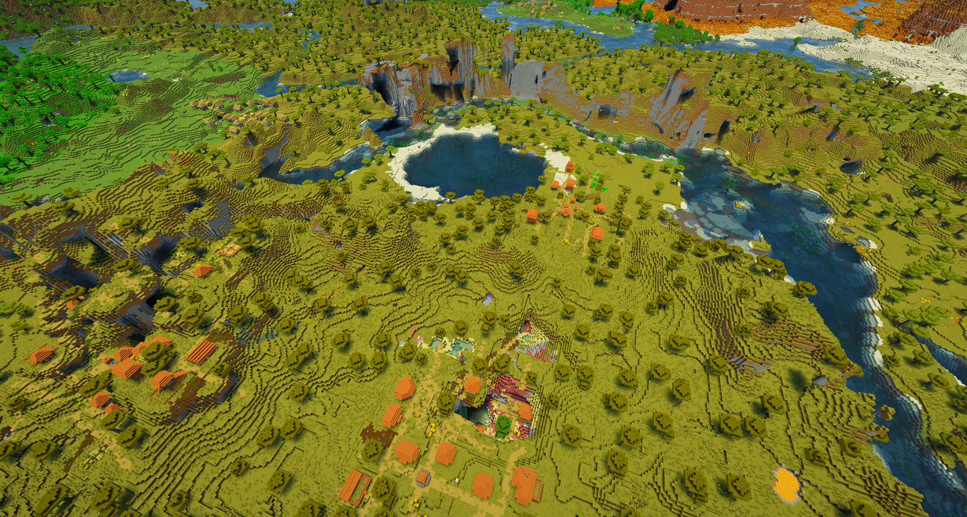 3 savanna villages with underground cave village