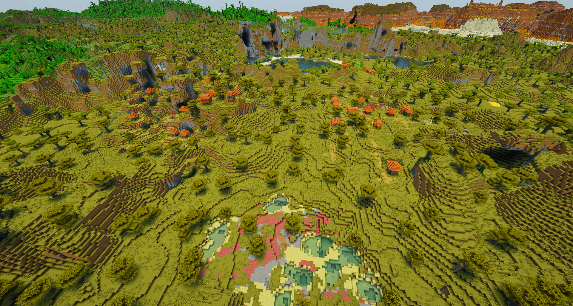 3 savanna villages with underground cave village
