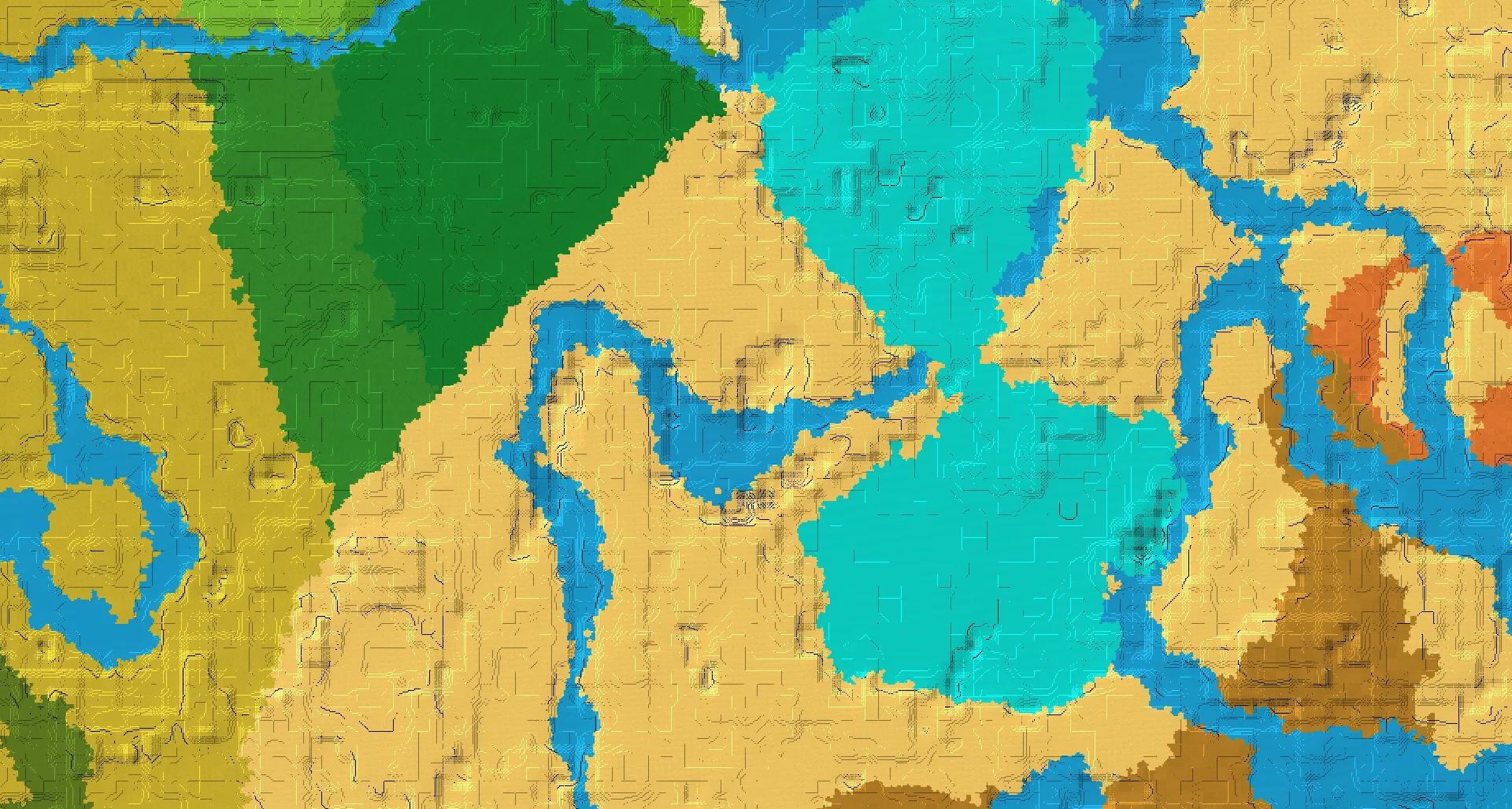 Seed map — River South of a Desert Start with Ruined Portal
