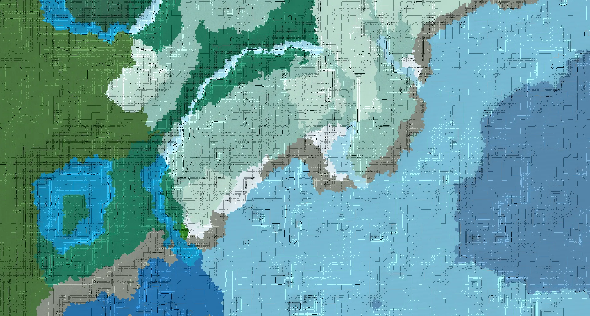 Seed map — Frozen Ocean Southwest of a Snowy Plains Start