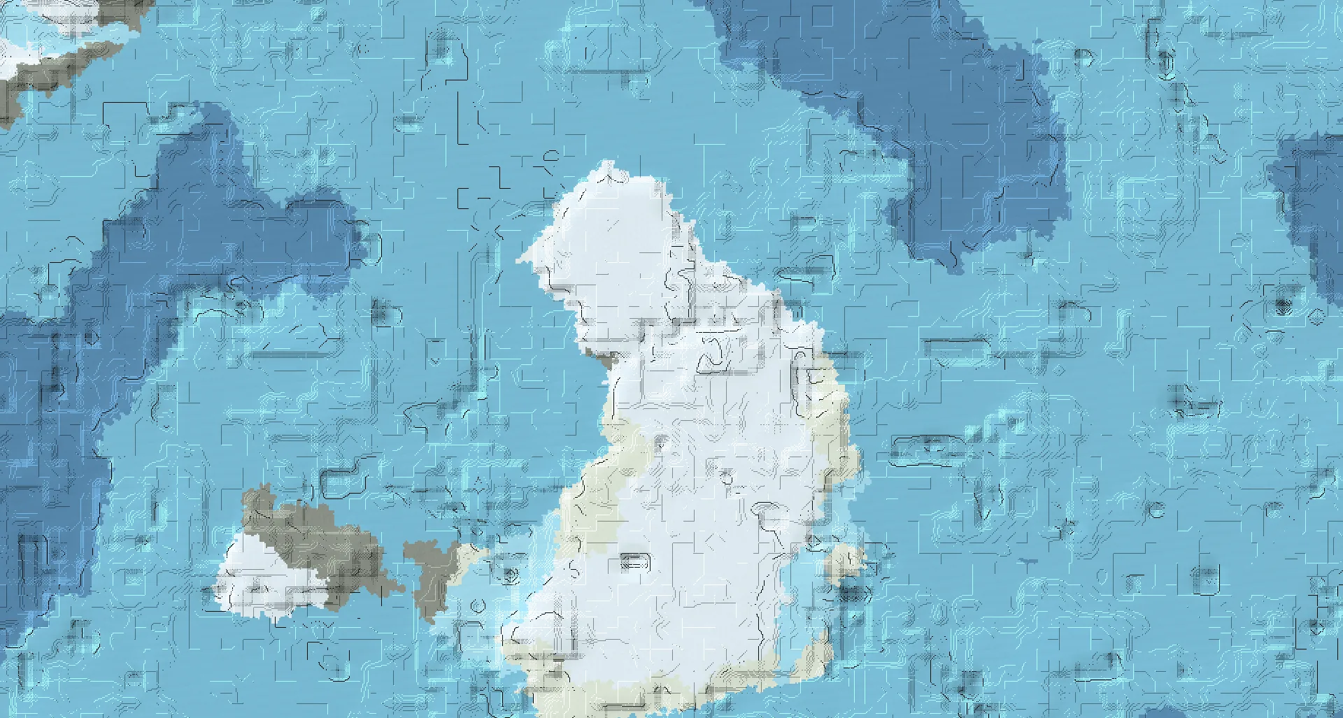 Seed map — Ocean-focused Snowy Plains Start with a Village with Trial Chambers