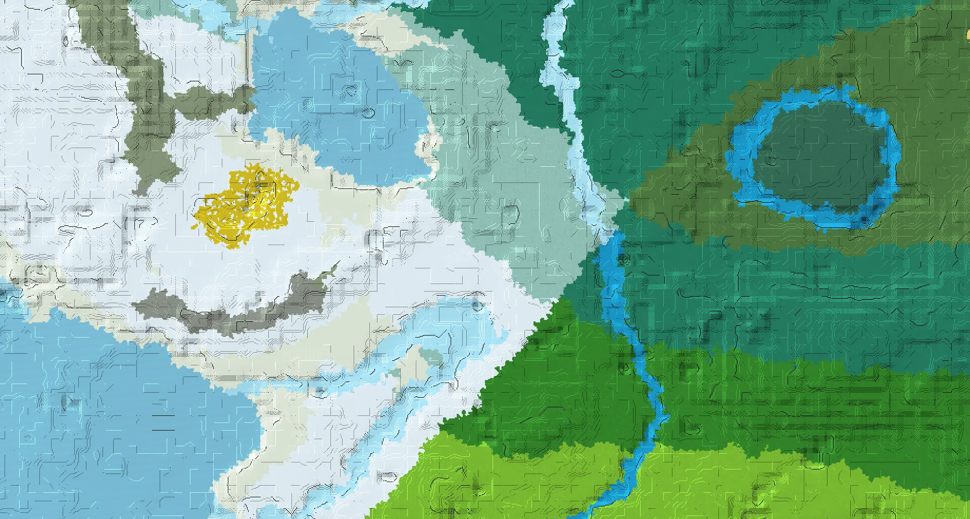 Seed map — Village and Ruined Portal from Snowy Beach