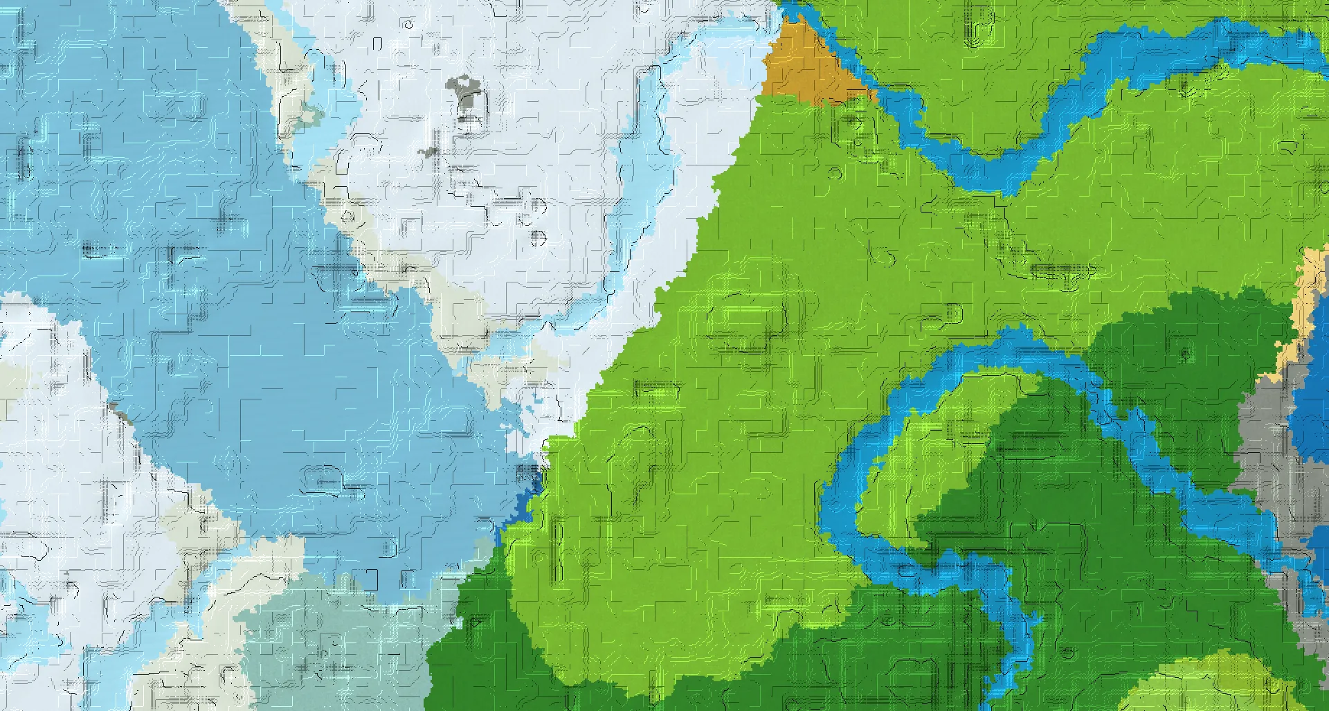 Seed map — 2 Villages near a Snowy Plains Start at 128, 16