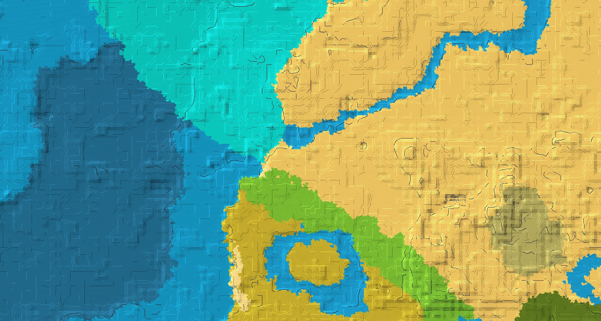 Seed map — Desert Temple and Ruined Portal from Beach