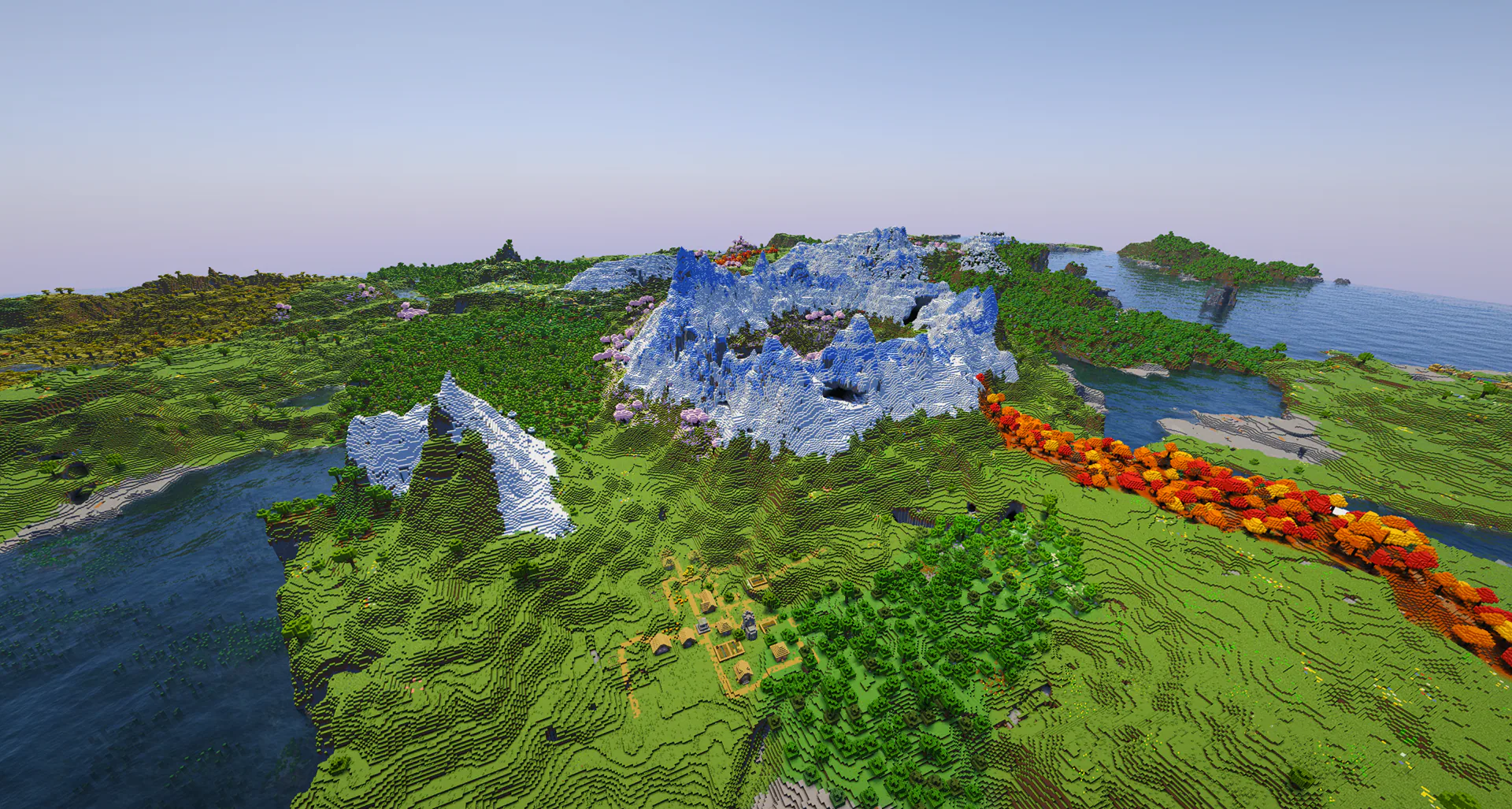 Cherry blossom valley snowy mountain ring