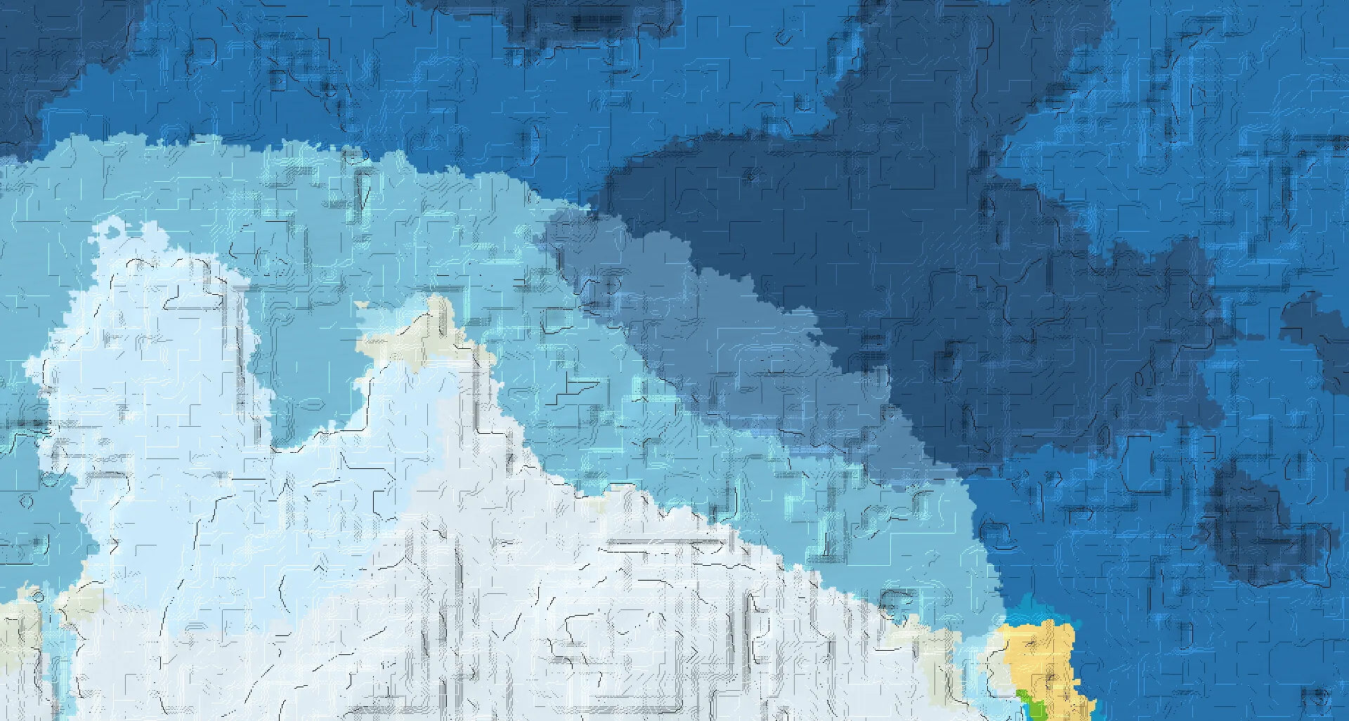 Seed map — Ocean Monument and Village from Snowy Plains