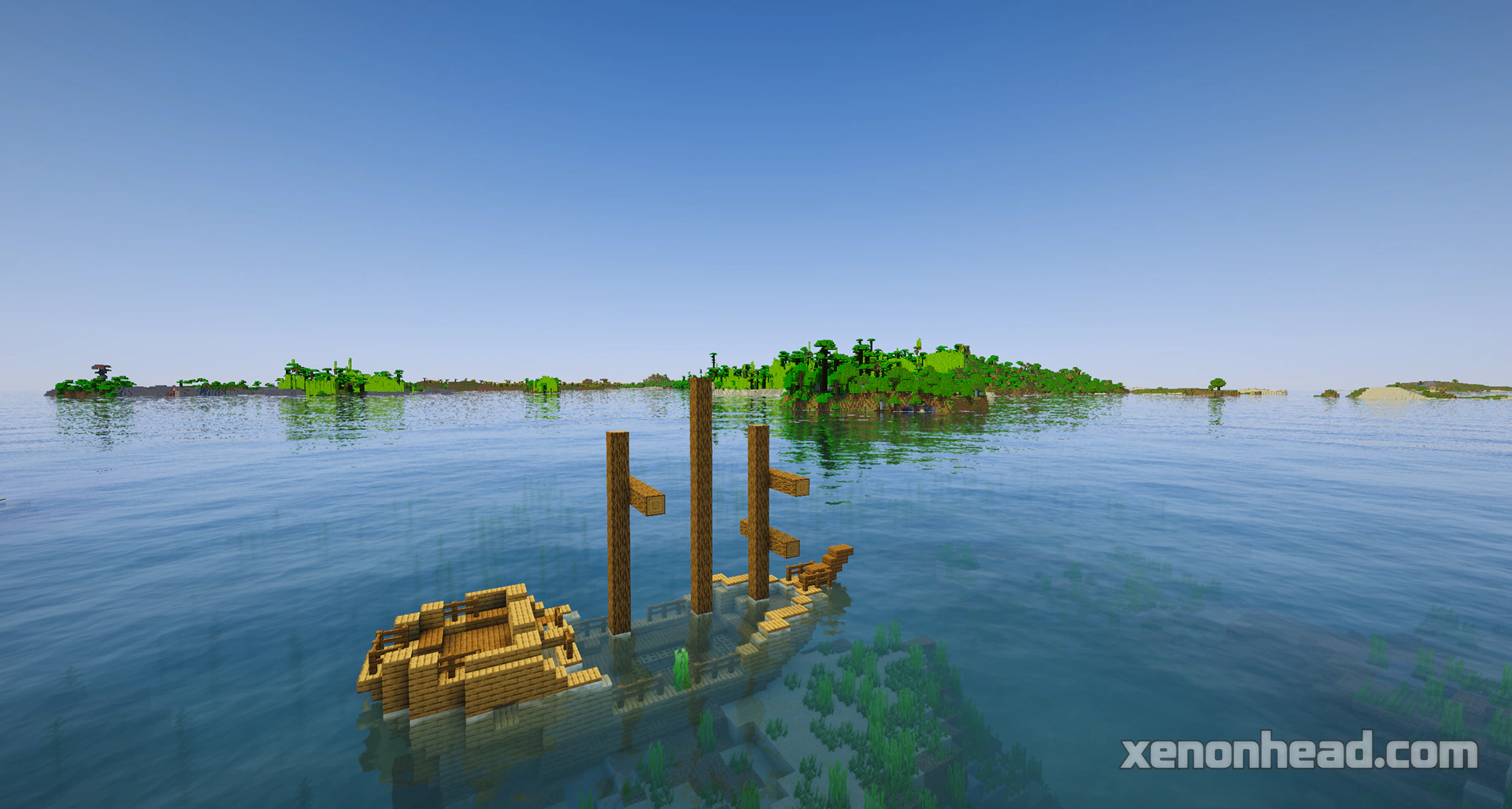 A hidden jungle temple spawned on a tiny isolated tropical island