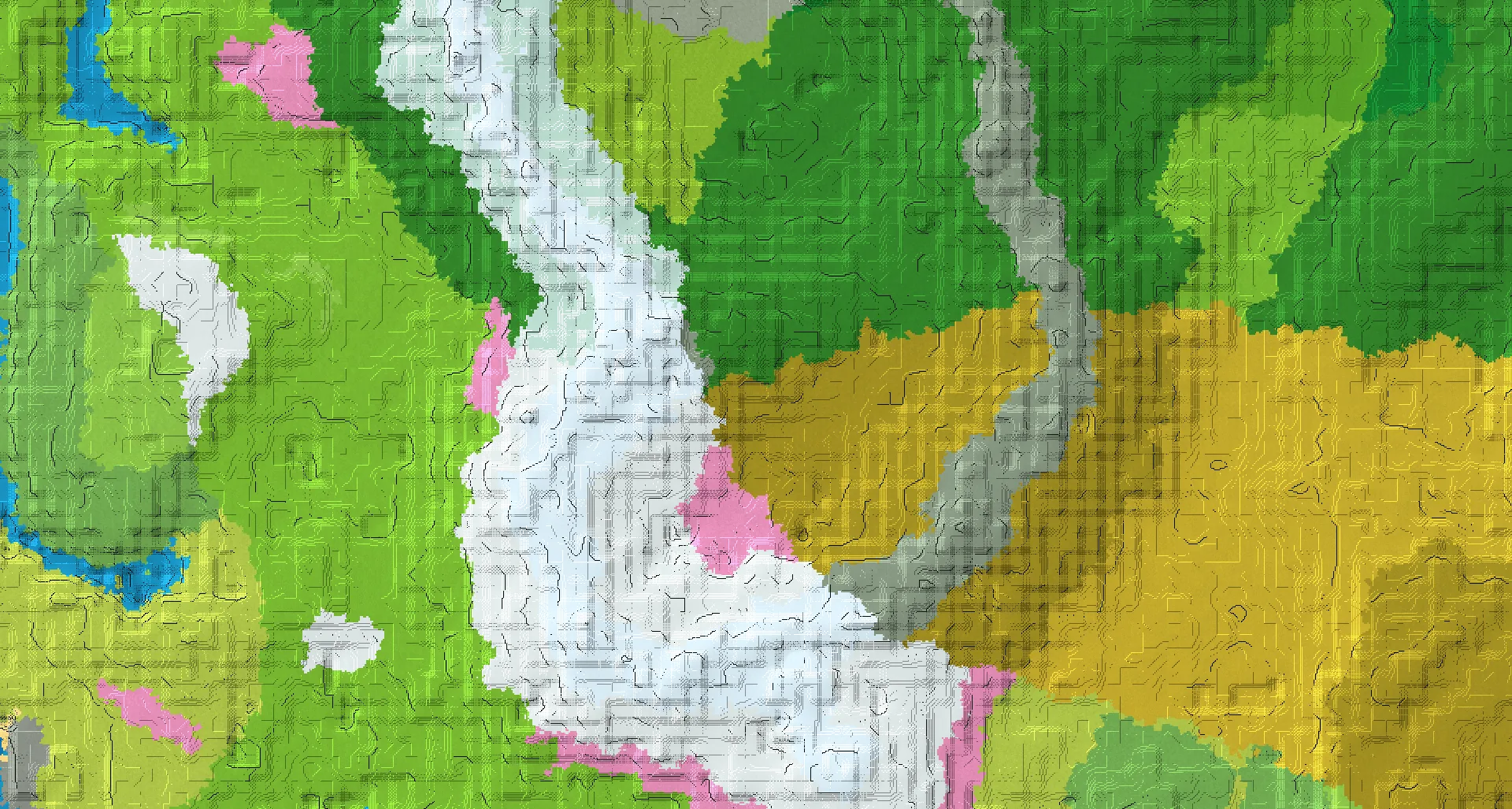 Seed map — 9 wood types in one mountain ring at spawn