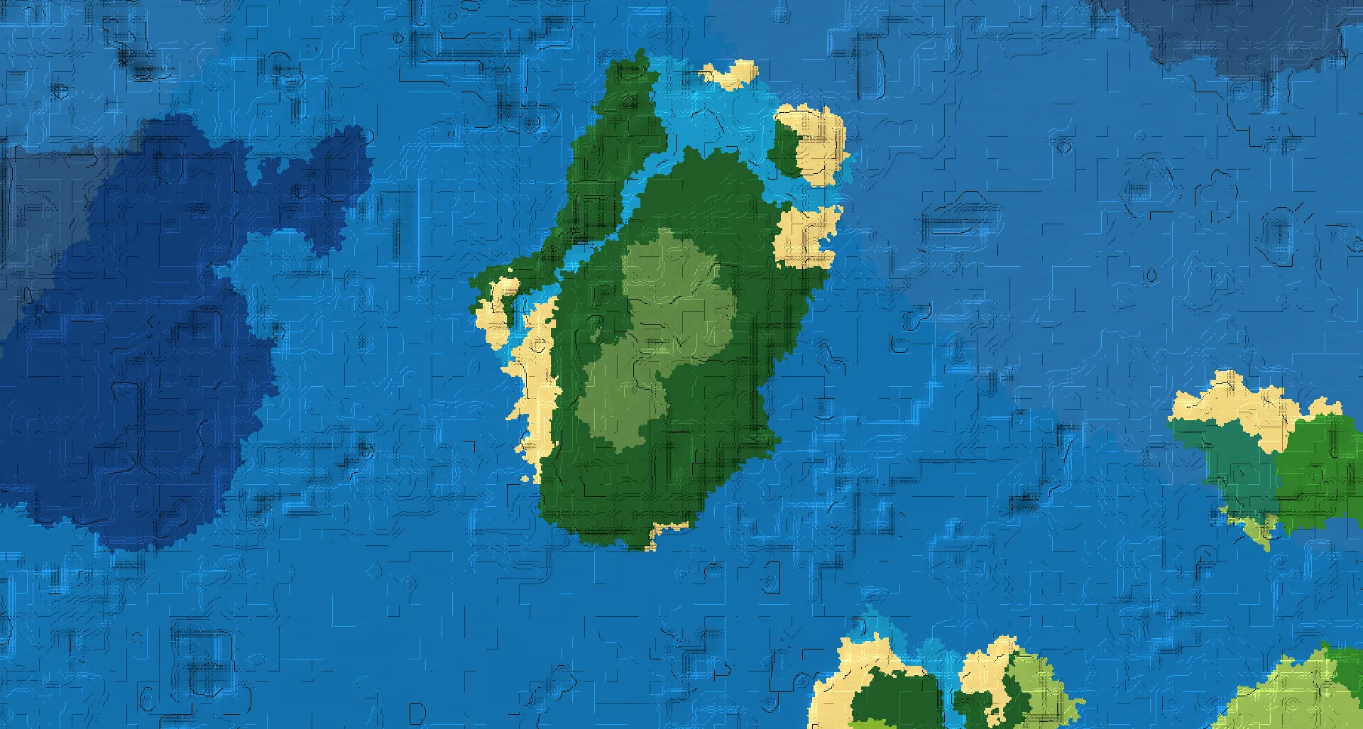 Seed map — Ocean-focused Start in Dark Forest with Trial Chambers