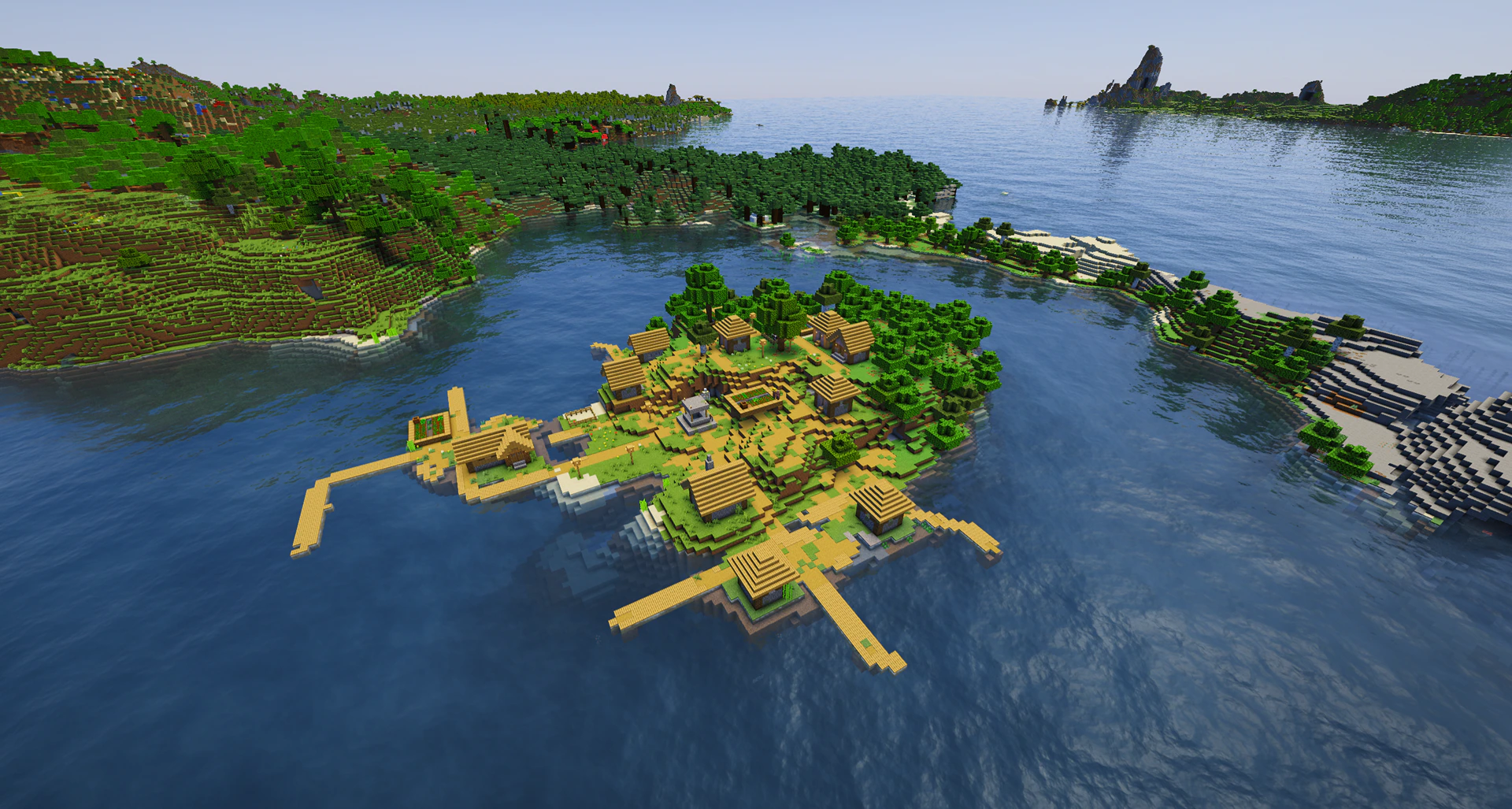 Plains village island in scenic bay