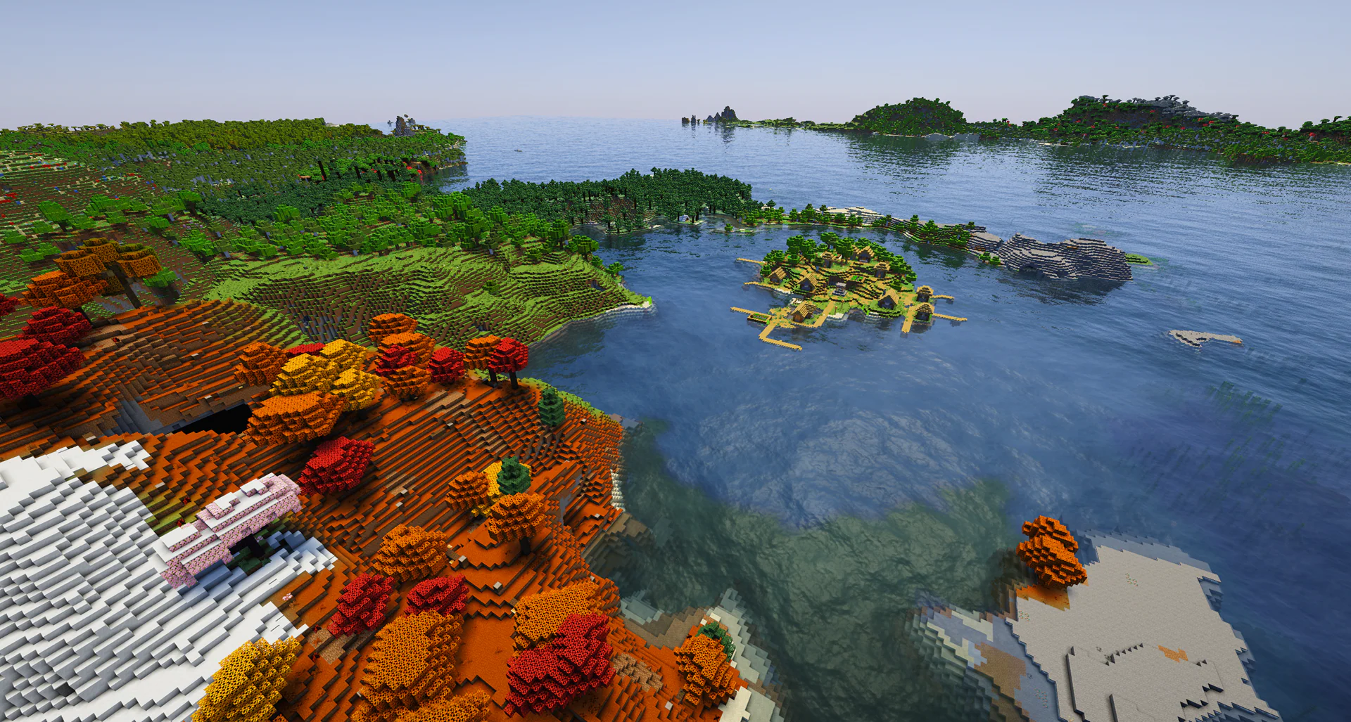 Plains village island in scenic bay