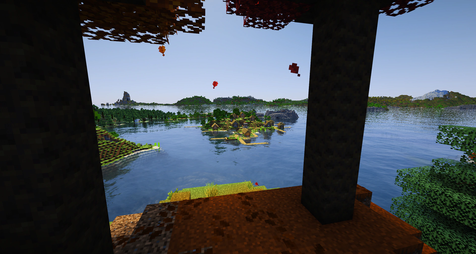 Plains village island in scenic bay