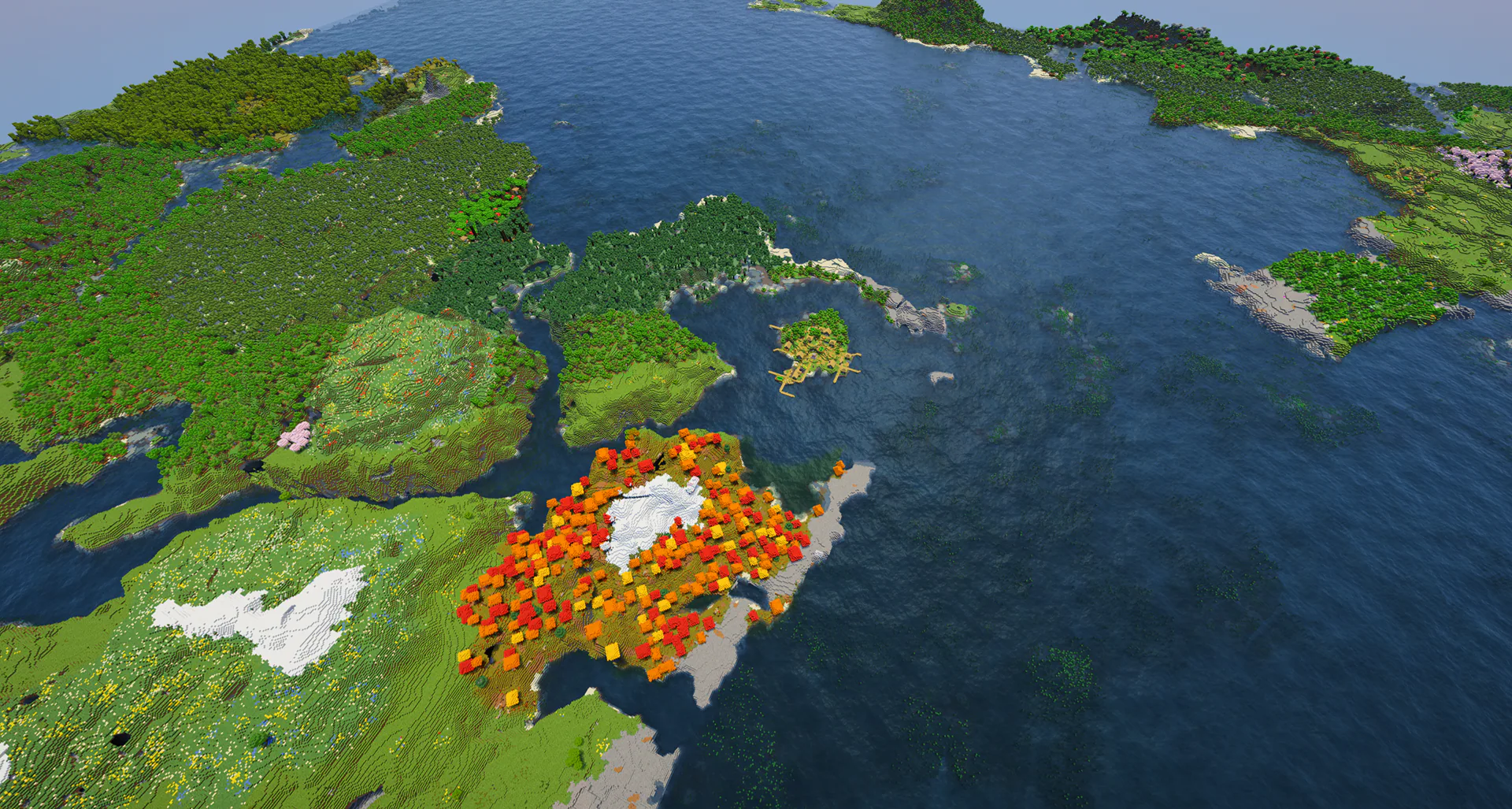 Plains village island in scenic bay