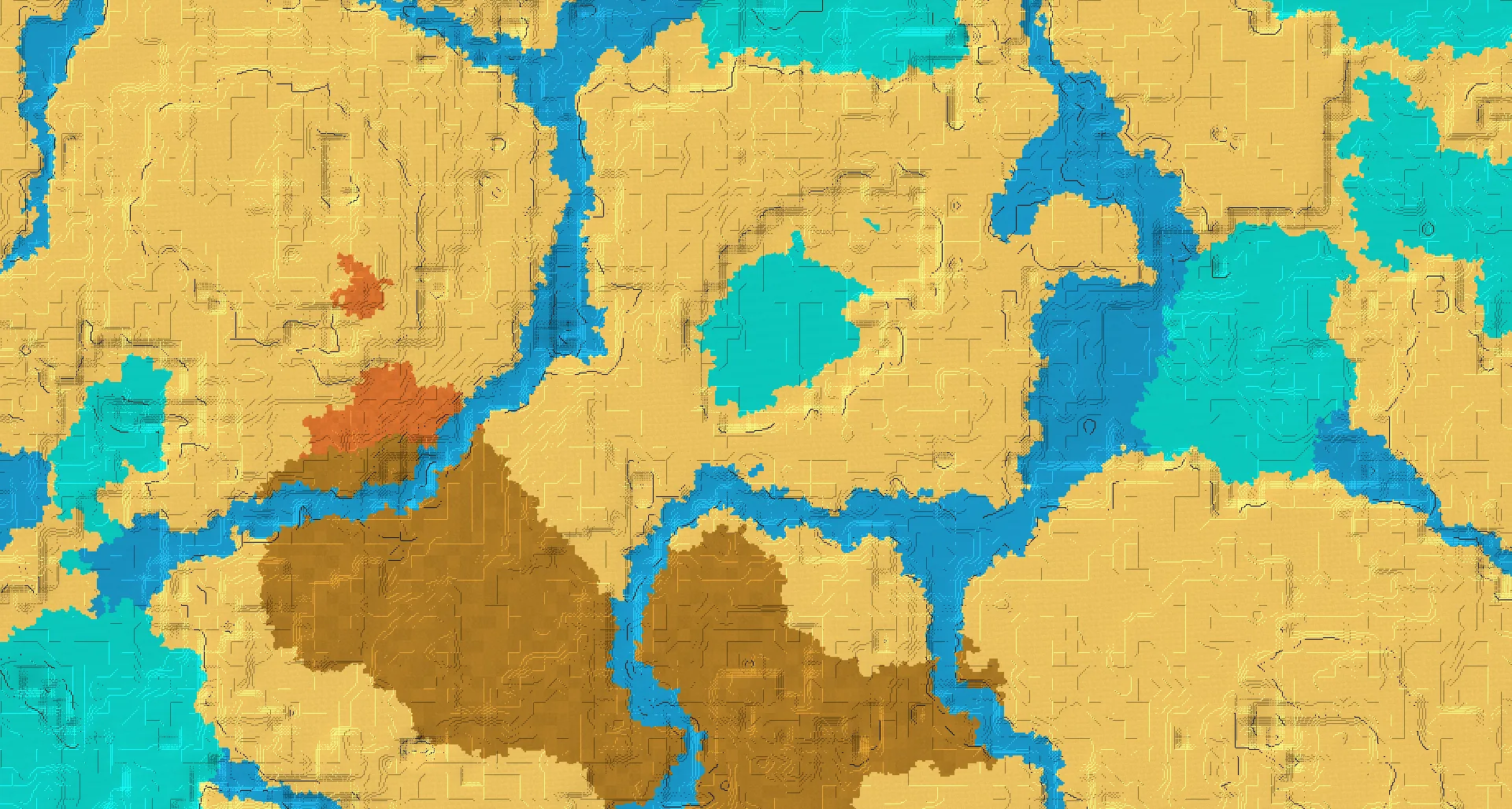 Seed map — Warm Ocean Northwest of a Wooded Badlands Start with Trial Chambers