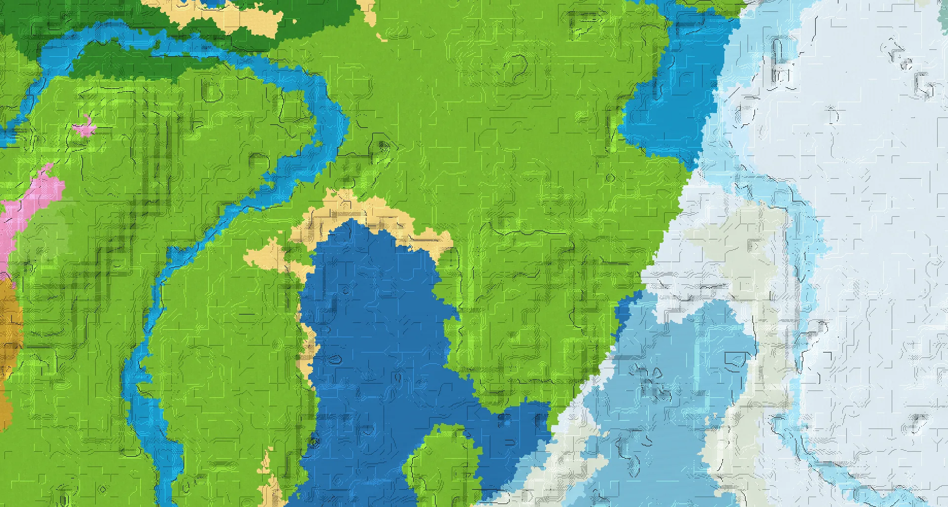 Seed map — Iceberg Bay Village over Two Cave Layers