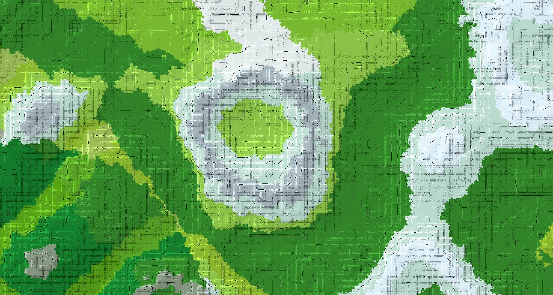 Seed map — A cozy valley village completely enclosed by a huge ring of frozen cliffs