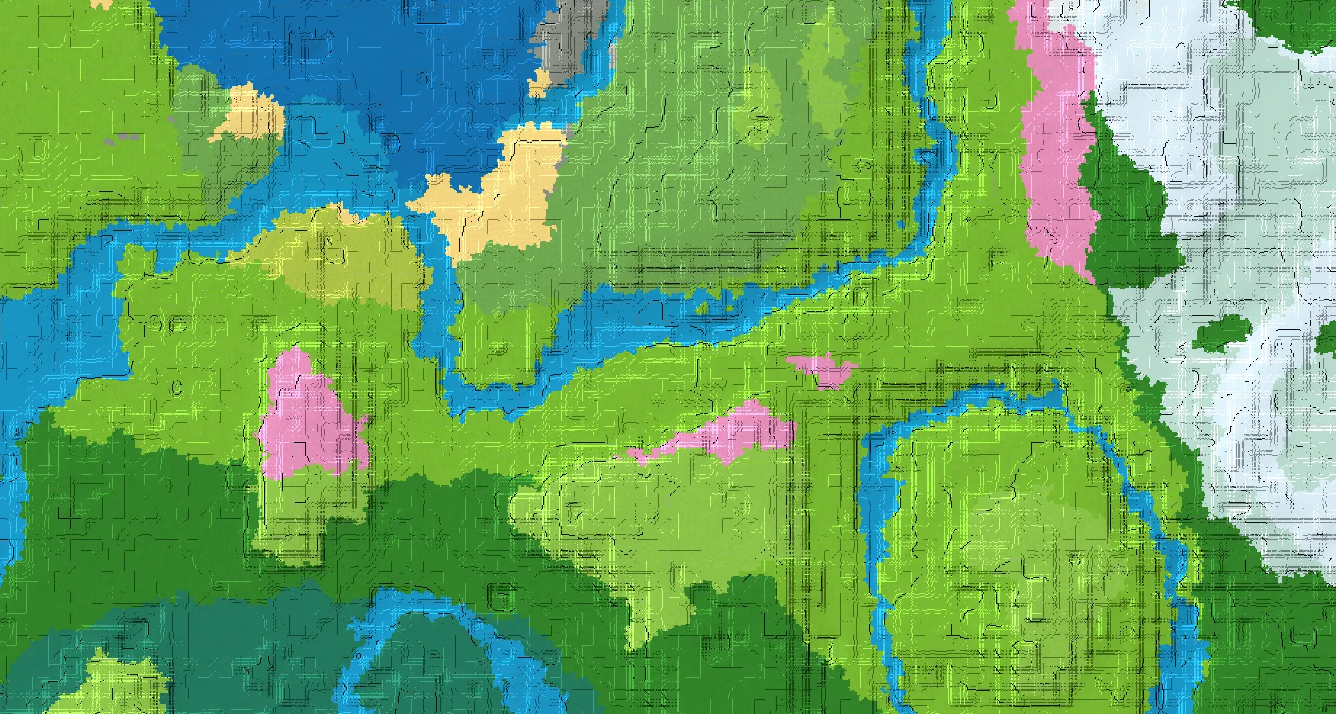 Seed map — Cherry Grove and Village from Plains with Ruined Portal