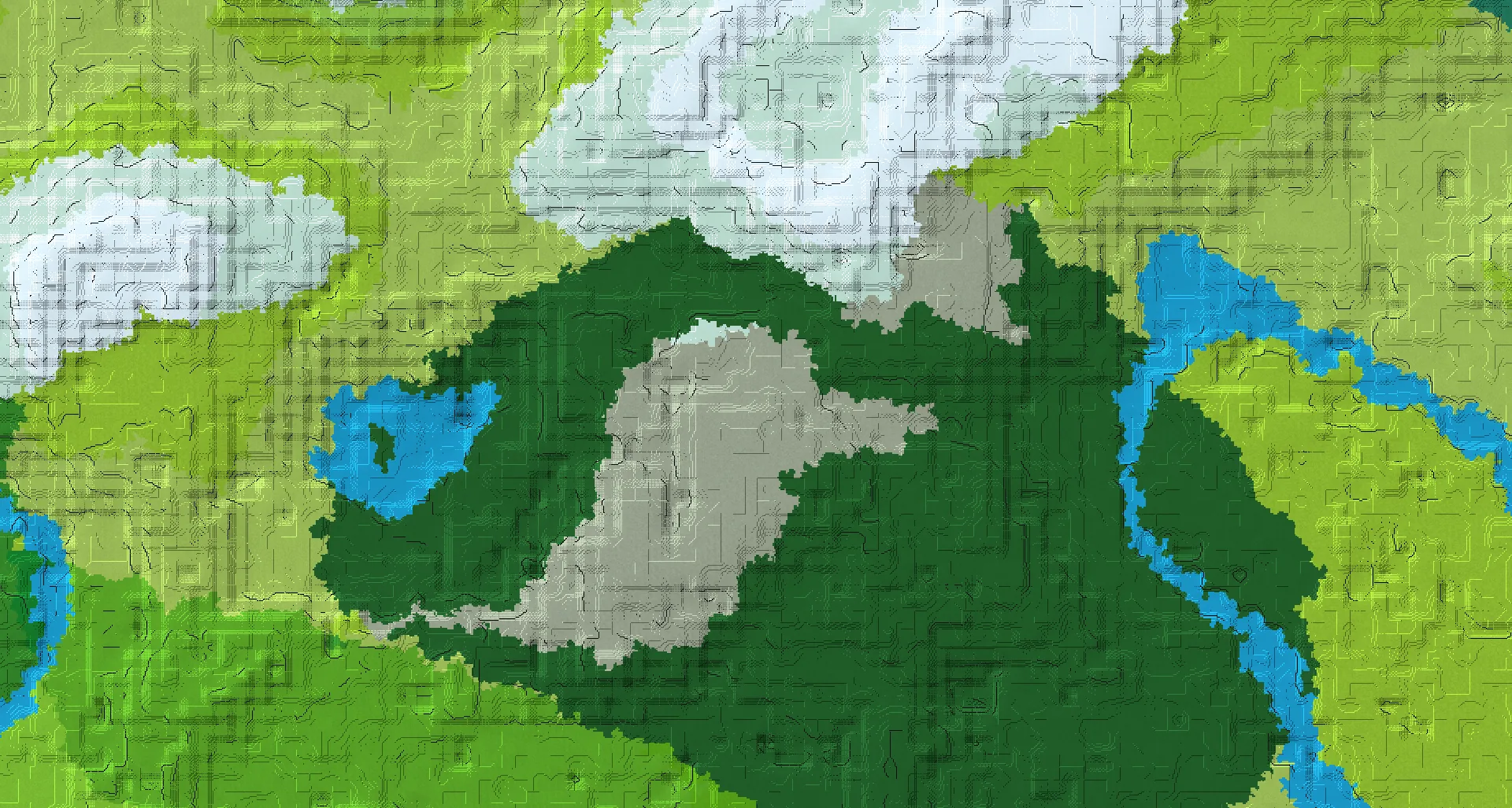 Seed map — Woodland Mansion and Pale Garden from Frozen Peaks