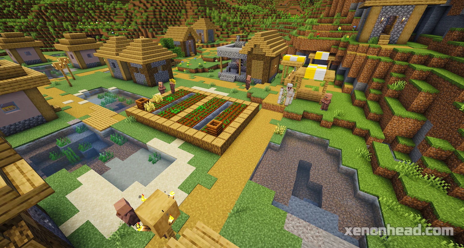 Mountain lake village with shipwreck