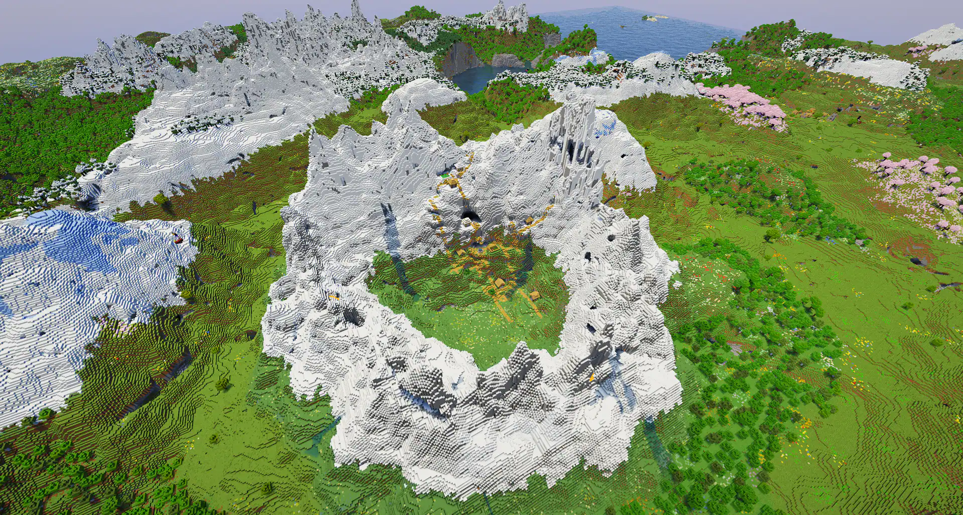 Mountain ring crater village