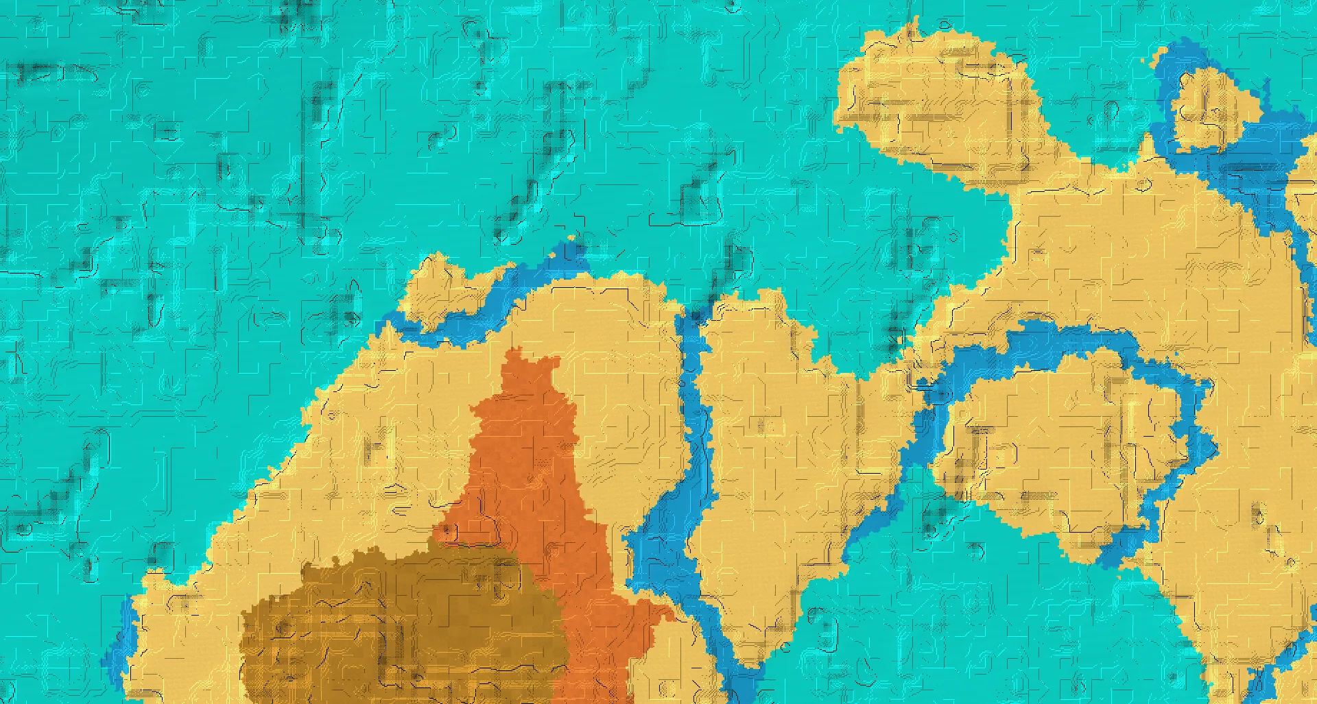 Seed map — 2 Villages near a Desert Start at 304, 352
