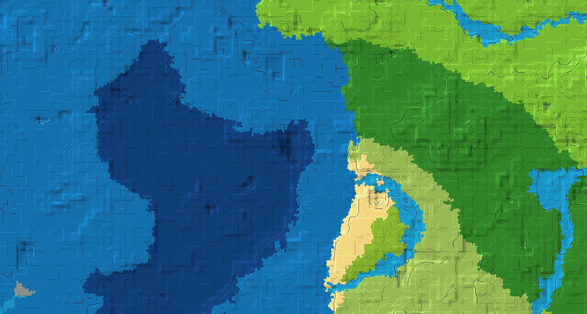 Seed map — Ocean Monument and Village from Forest