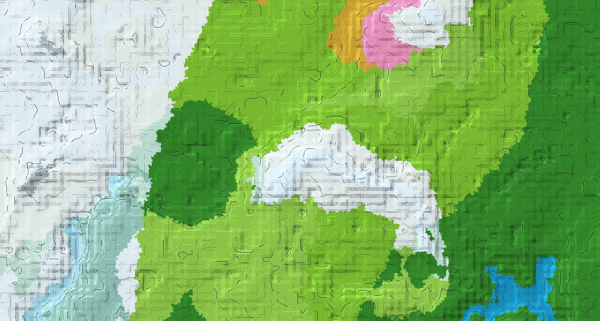 Seed map — Frozen Peaks Southeast of a Dripstone Caves Start
