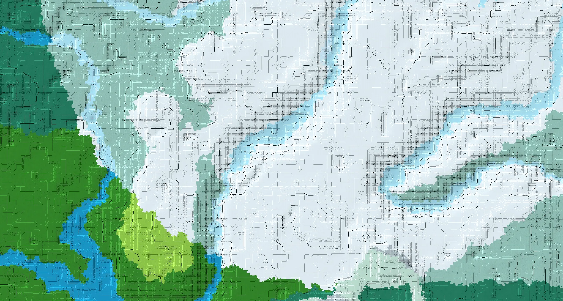 Seed map — Village and Ruined Portal from Snowy Plains