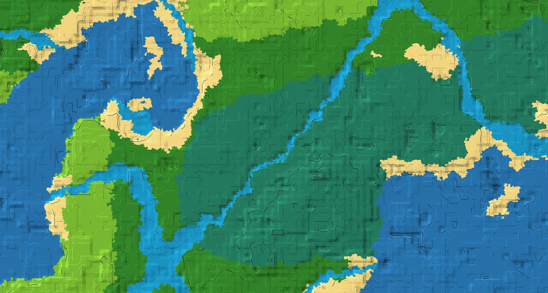 Seed map — Taiga village and Ruined portal at 0, 0
