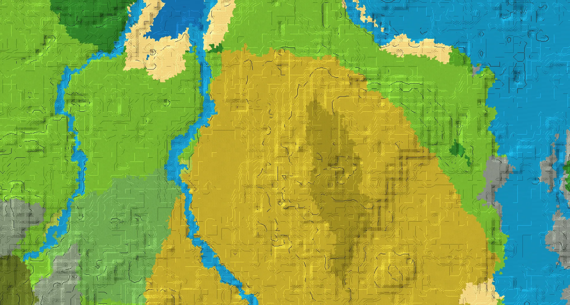 Seed map — Savanna Start with Village at 0, 0 (Seed 3839760614894004553)