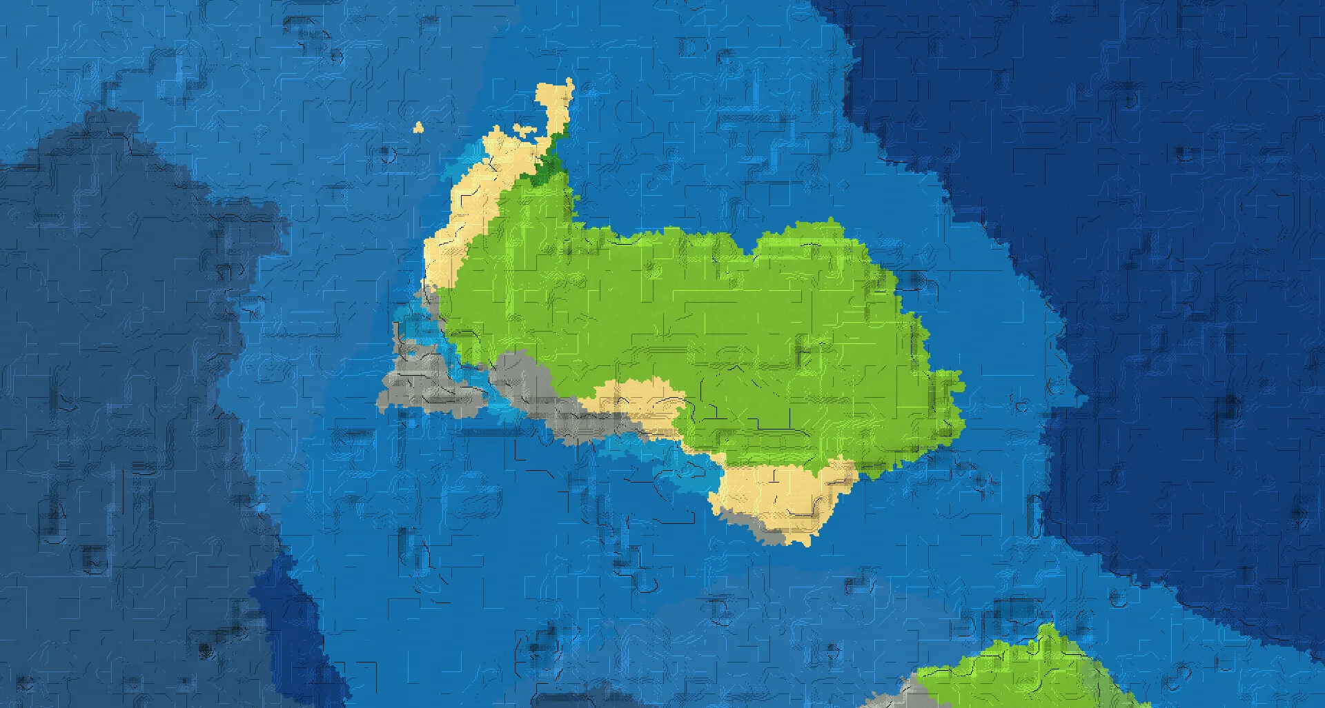 Seed map — Ocean-focused Stony Shore Start with a Village with Trial Chambers