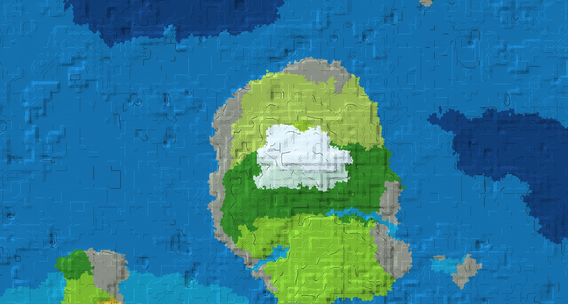 Seed map — A village island with a snowy mountain