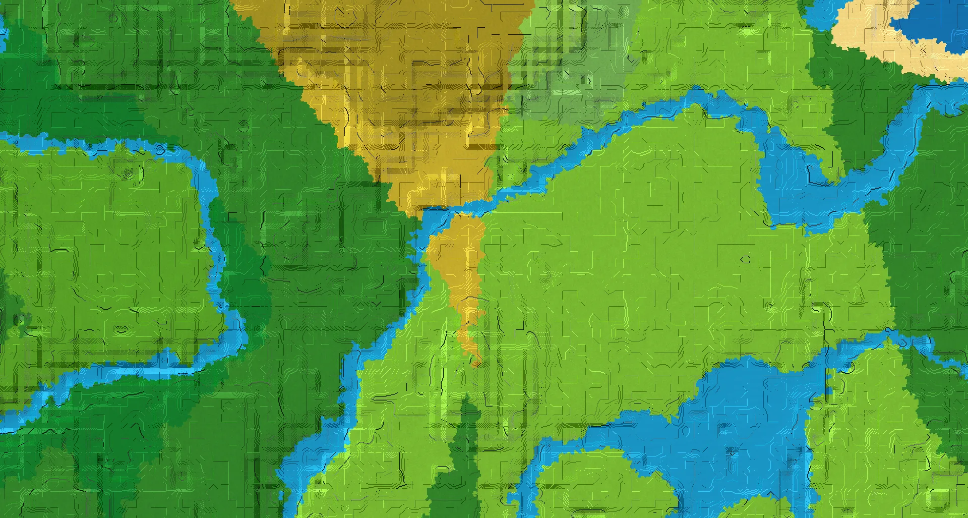 Seed map — Riverside plains village and Outpost on grassy hills