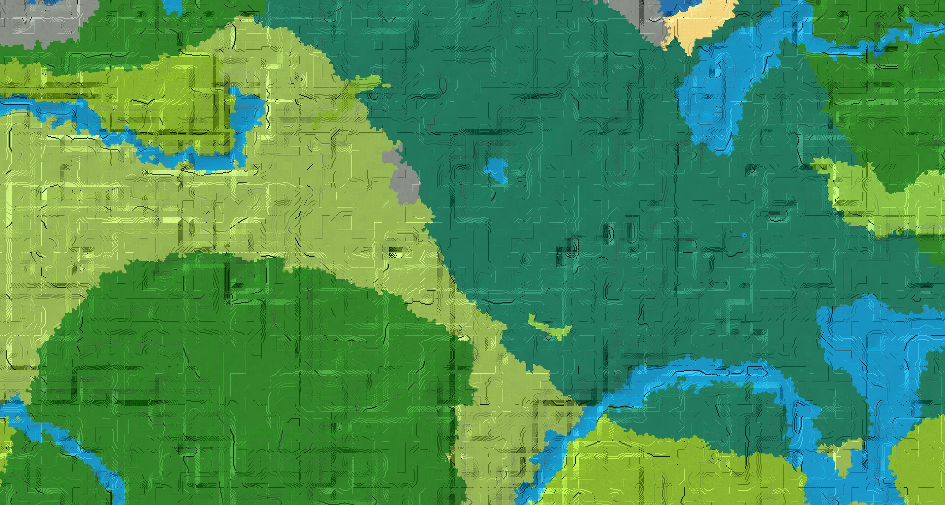 Seed map — 2 Villages near a Taiga Start at -208, 0