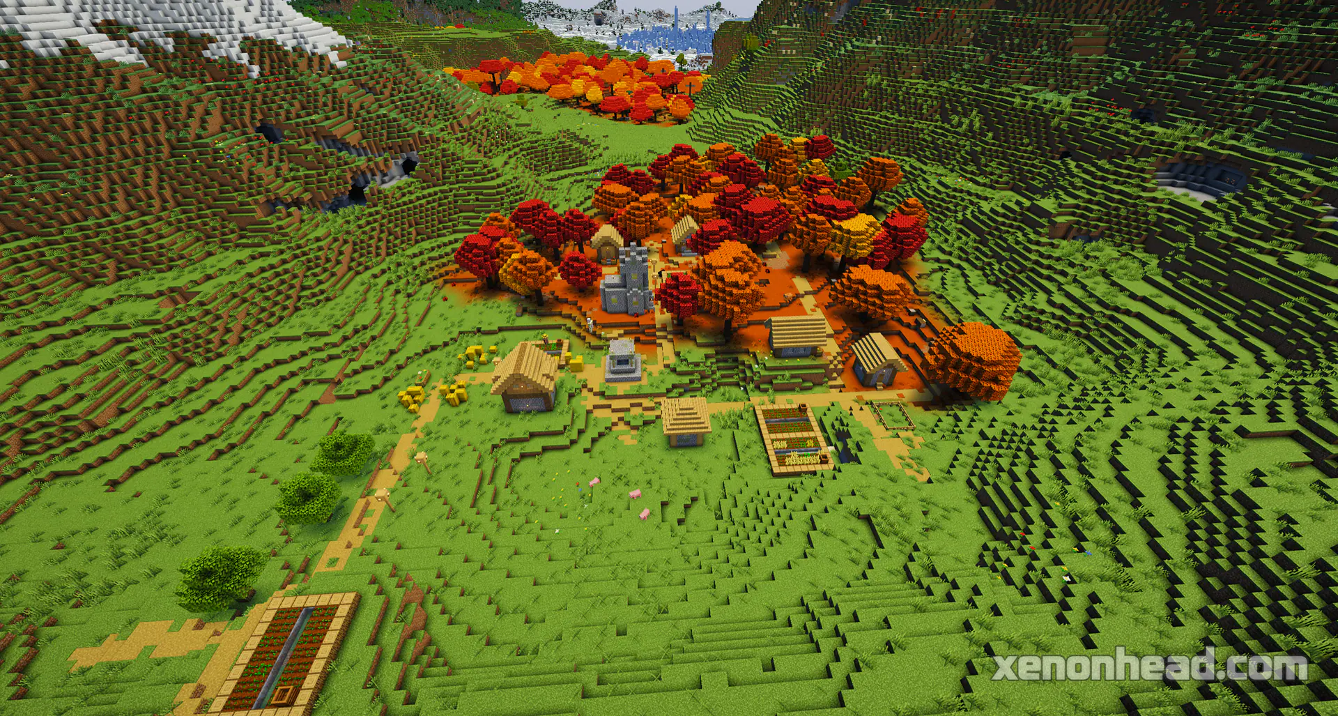 Autumn Beneath Snowy Peaks