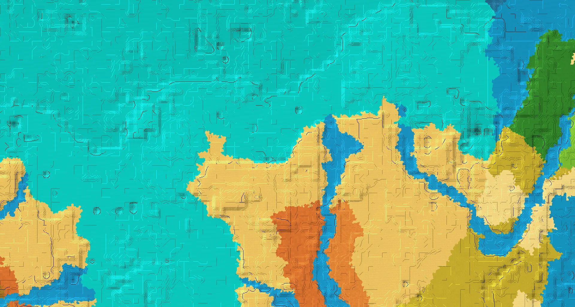 Seed map — Warm Ocean North of a Desert Start with Village