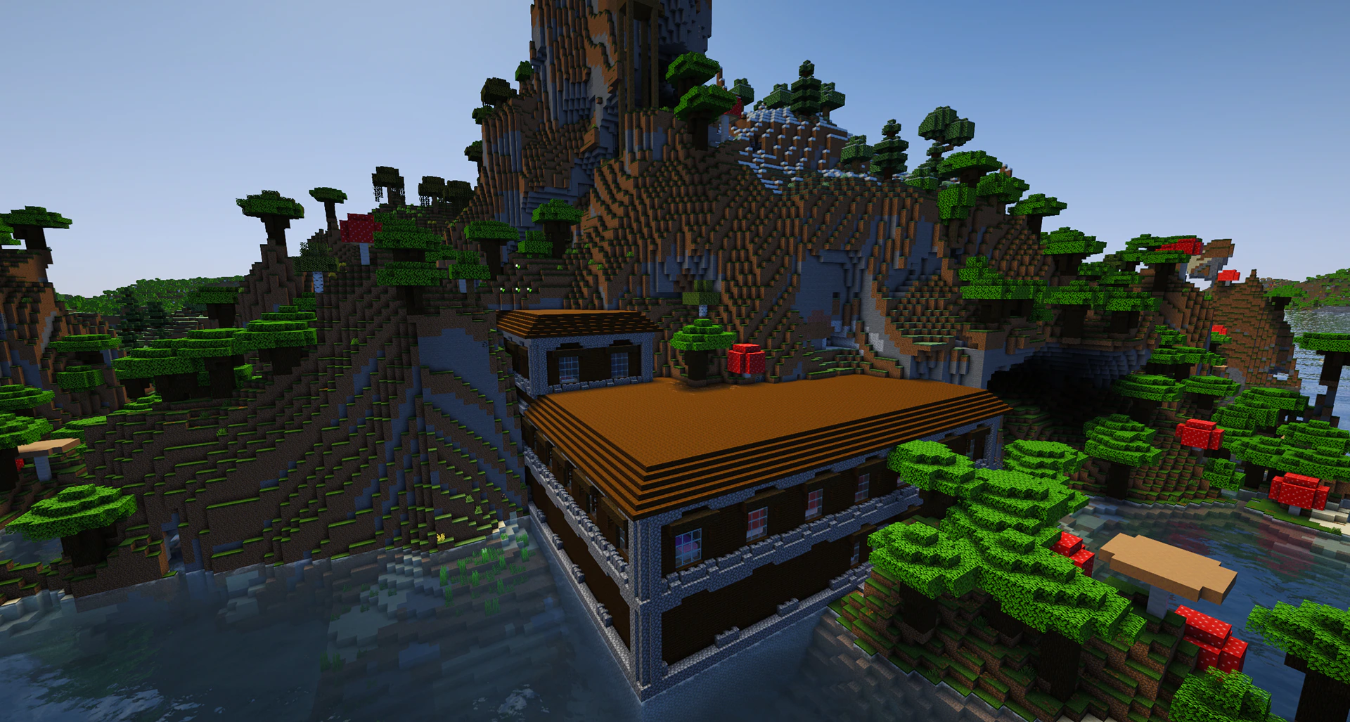 Woodland mansion & cliff witch hut