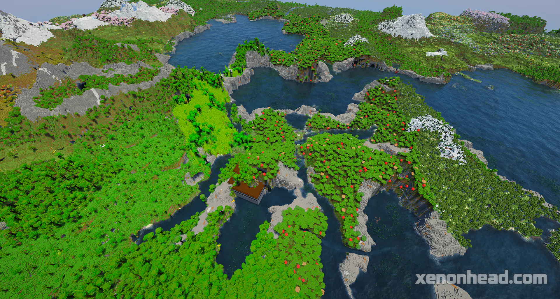 A woodland mansion generated completely inside a steep jungle mountain biome