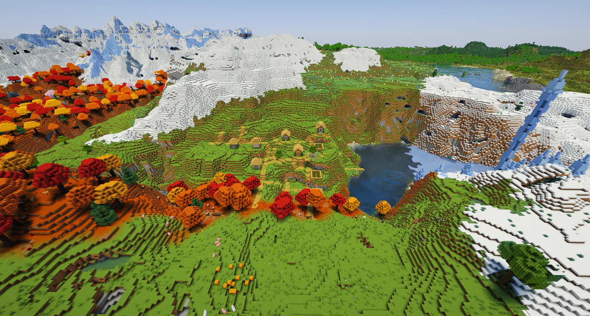 Cherry blossom mountain crater village