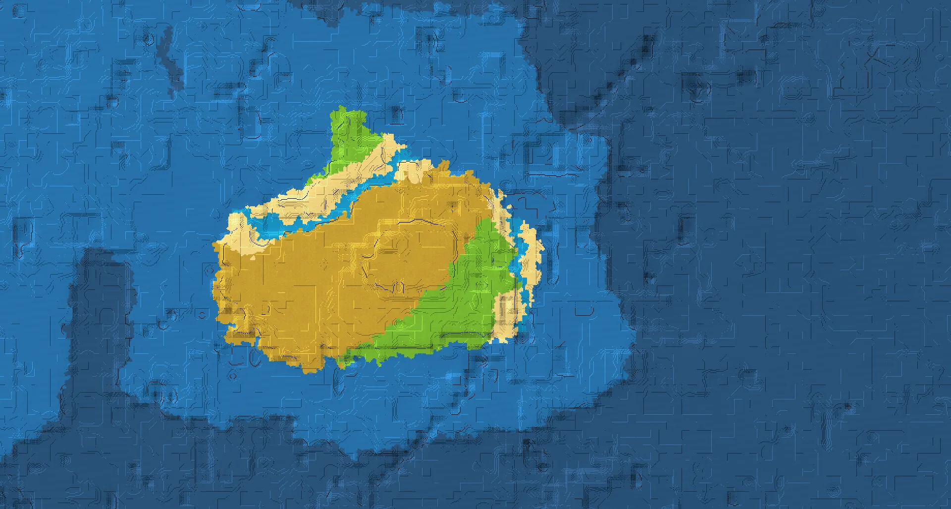 Seed map — Ocean-focused Dappled Forest Start with a Village