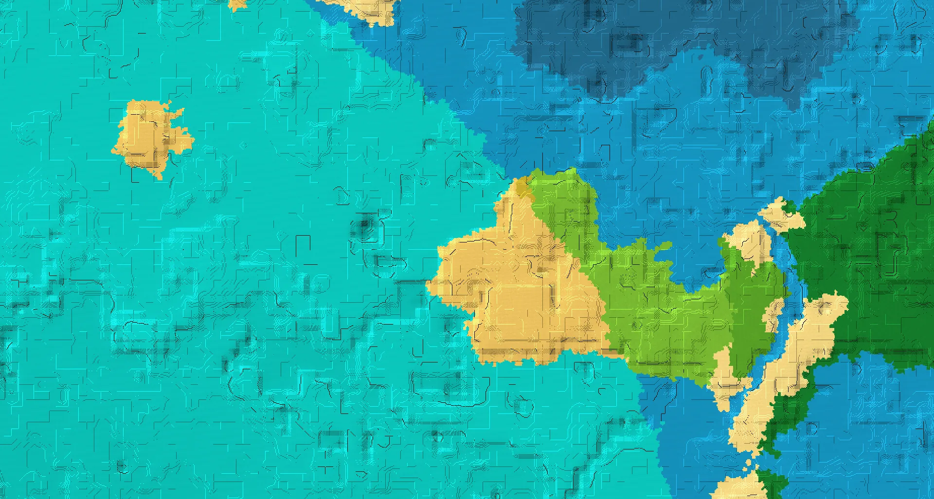 Seed map — Ocean-focused Desert Start with a Village with Jungle Temple