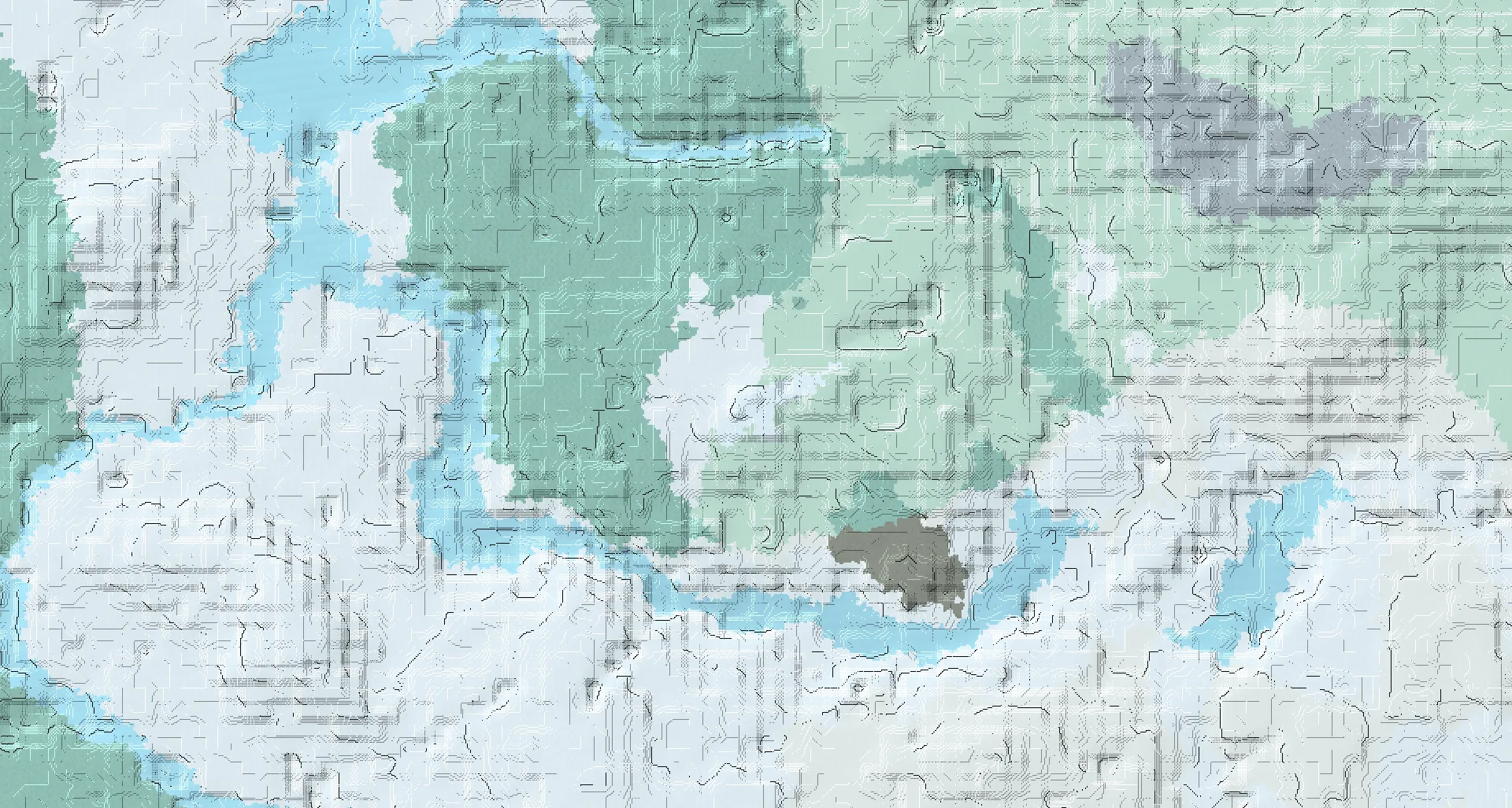 Seed map — Frozen Peaks Northwest of a Snowy Plains Start