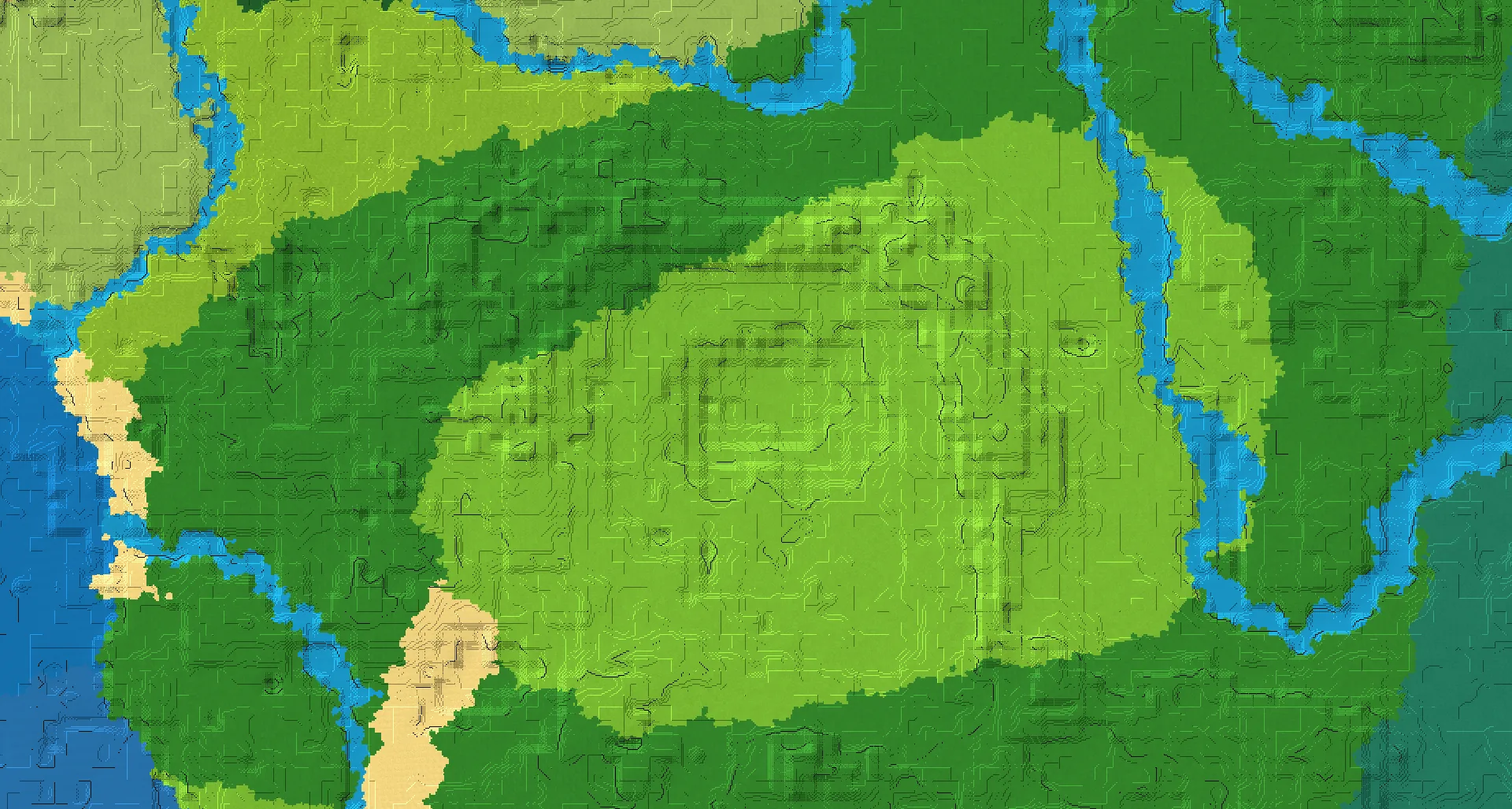Seed map — Lake village spawn oasis