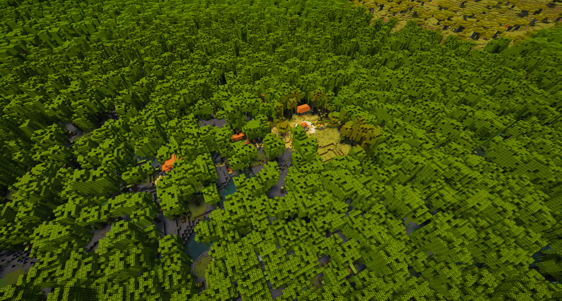 A village fully swallowed and hidden deep inside a dense mangrove swamp