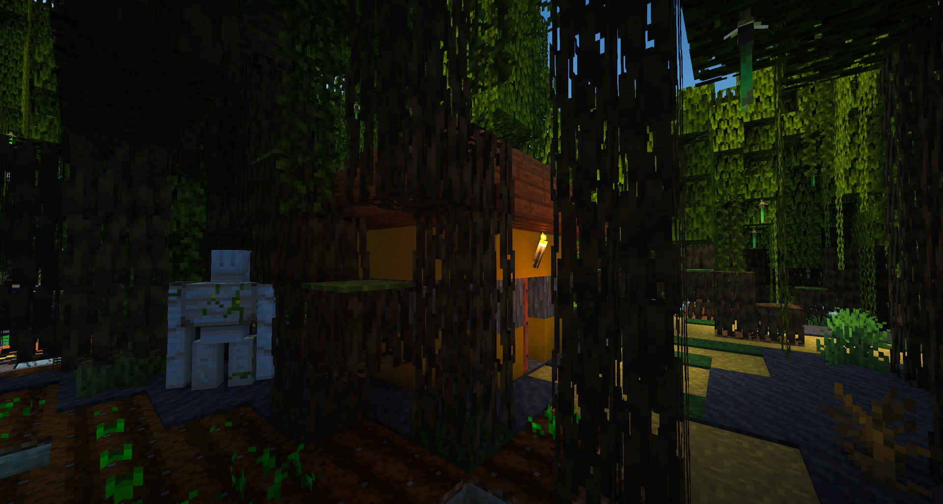 A village fully swallowed and hidden deep inside a dense mangrove swamp